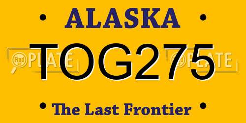 TOG275 Alaska License Plate