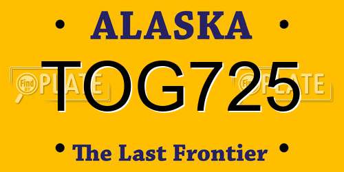 TOG725 Alaska License Plate