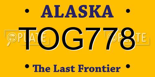 TOG778 Alaska License Plate