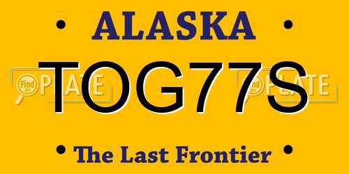 TOG77S Alaska License Plate