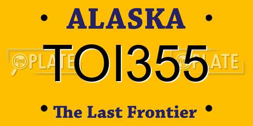 TOI355 Alaska License Plate