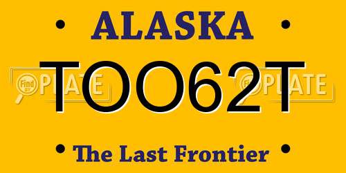 TOO62T Alaska License Plate