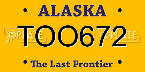 TOO672 Alaska License Plate