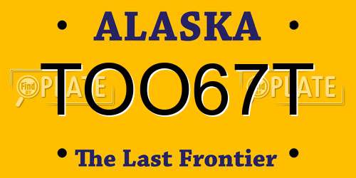 TOO67T Alaska License Plate