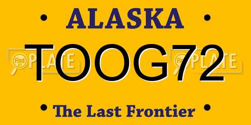 TOOG72 Alaska License Plate