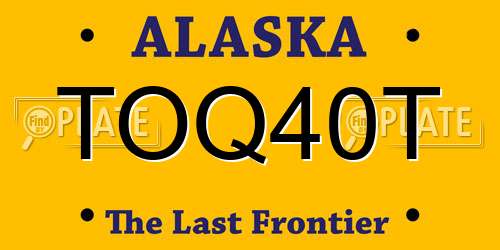TOQ40T Alaska License Plate