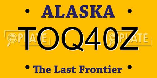 TOQ40Z Alaska License Plate