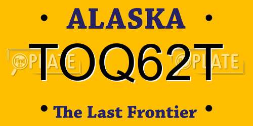 TOQ62T Alaska License Plate