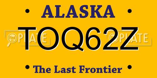 TOQ62Z Alaska License Plate