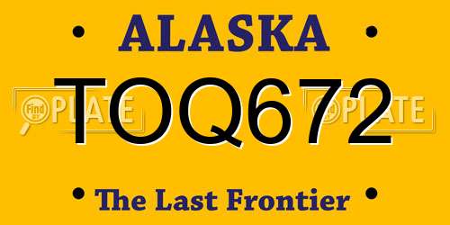 TOQ672 Alaska License Plate