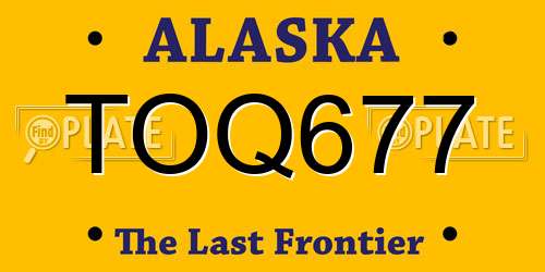 TOQ677 Alaska License Plate