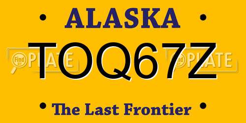 TOQ67Z Alaska License Plate