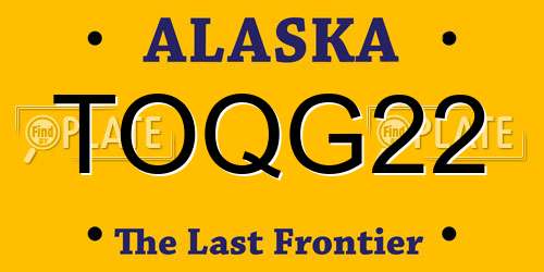 TOQG22 Alaska License Plate