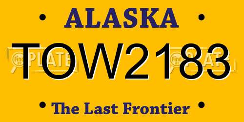 TOW2183 Alaska License Plate