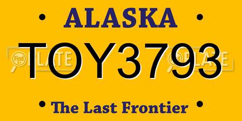 TOY3793 Alaska License Plate