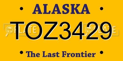 TOZ3429 Alaska License Plate
