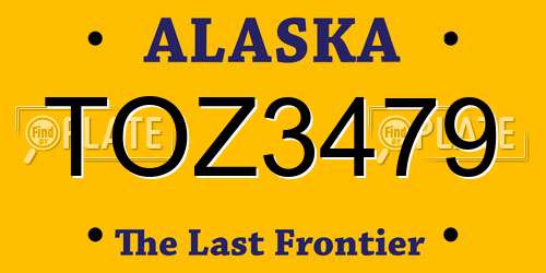 TOZ3479 Alaska License Plate