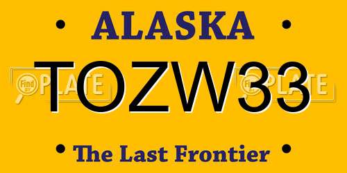 TOZW33 Alaska License Plate