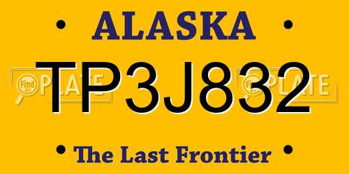 TP3J832 Alaska License Plate