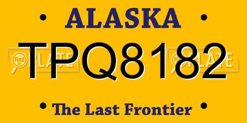 TPQ8182 Alaska License Plate