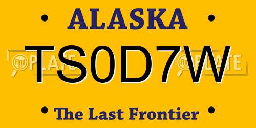 TS0D7W Alaska License Plate