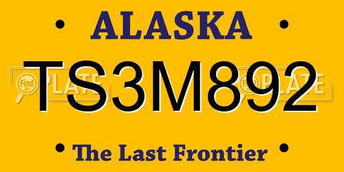 TS3M892 Alaska License Plate
