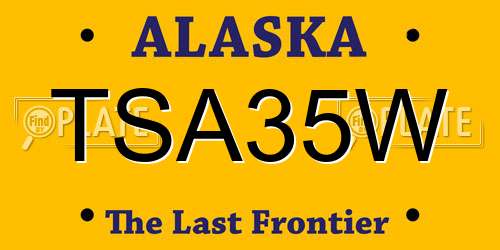 TSA35W Alaska License Plate
