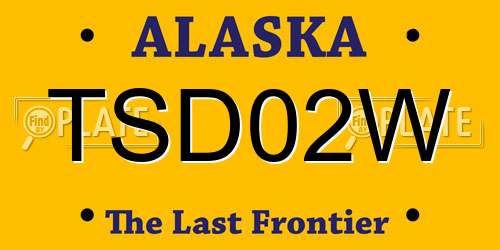TSD02W Alaska License Plate