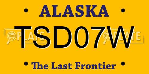 TSD07W Alaska License Plate