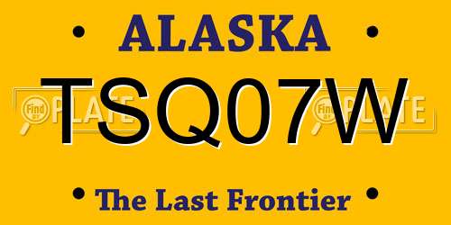 TSQ07W Alaska License Plate