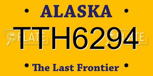 TTH6294 Alaska License Plate