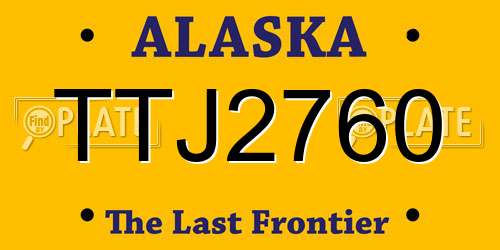 TTJ2760 Alaska License Plate