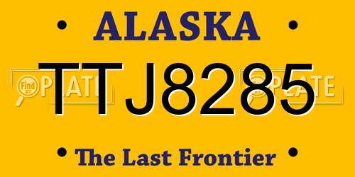 TTJ8285 Alaska License Plate