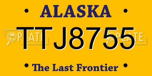 TTJ8755 Alaska License Plate