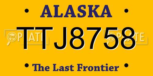 TTJ8758 Alaska License Plate