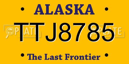 TTJ8785 Alaska License Plate