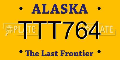 TTT764 Alaska License Plate
