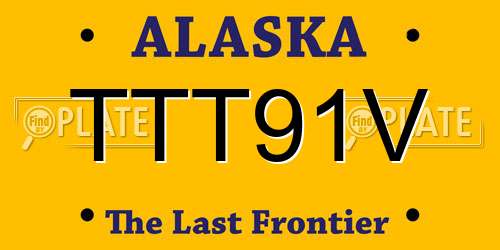 TTT91V Alaska License Plate
