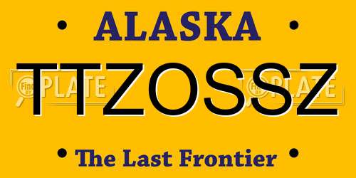 TTZOSSZ Alaska License Plate