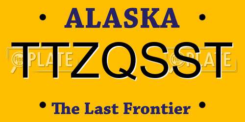 TTZQSST Alaska License Plate