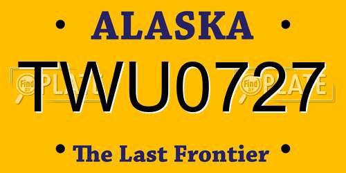 TWU0727 Alaska License Plate