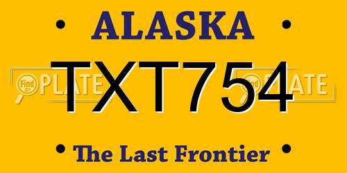 TXT754 Alaska License Plate