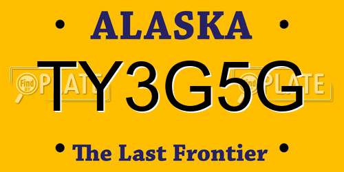 TY3G5G Alaska License Plate
