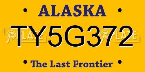 TY5G372 Alaska License Plate
