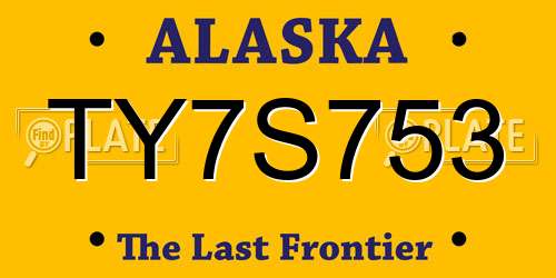 TY7S753 Alaska License Plate