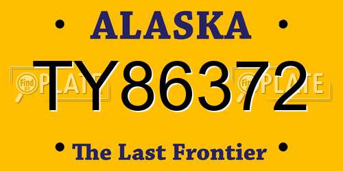 TY86372 Alaska License Plate