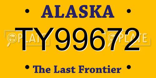 TY99672 Alaska License Plate