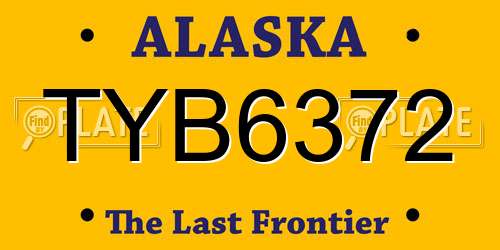 TYB6372 Alaska License Plate
