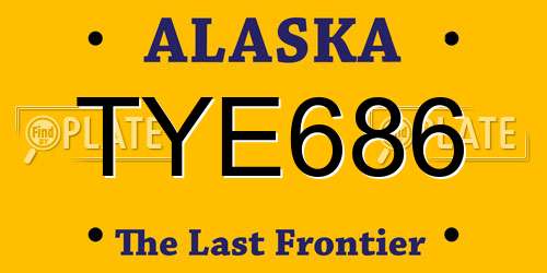 TYE686 Alaska License Plate