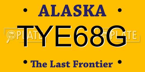 TYE68G Alaska License Plate